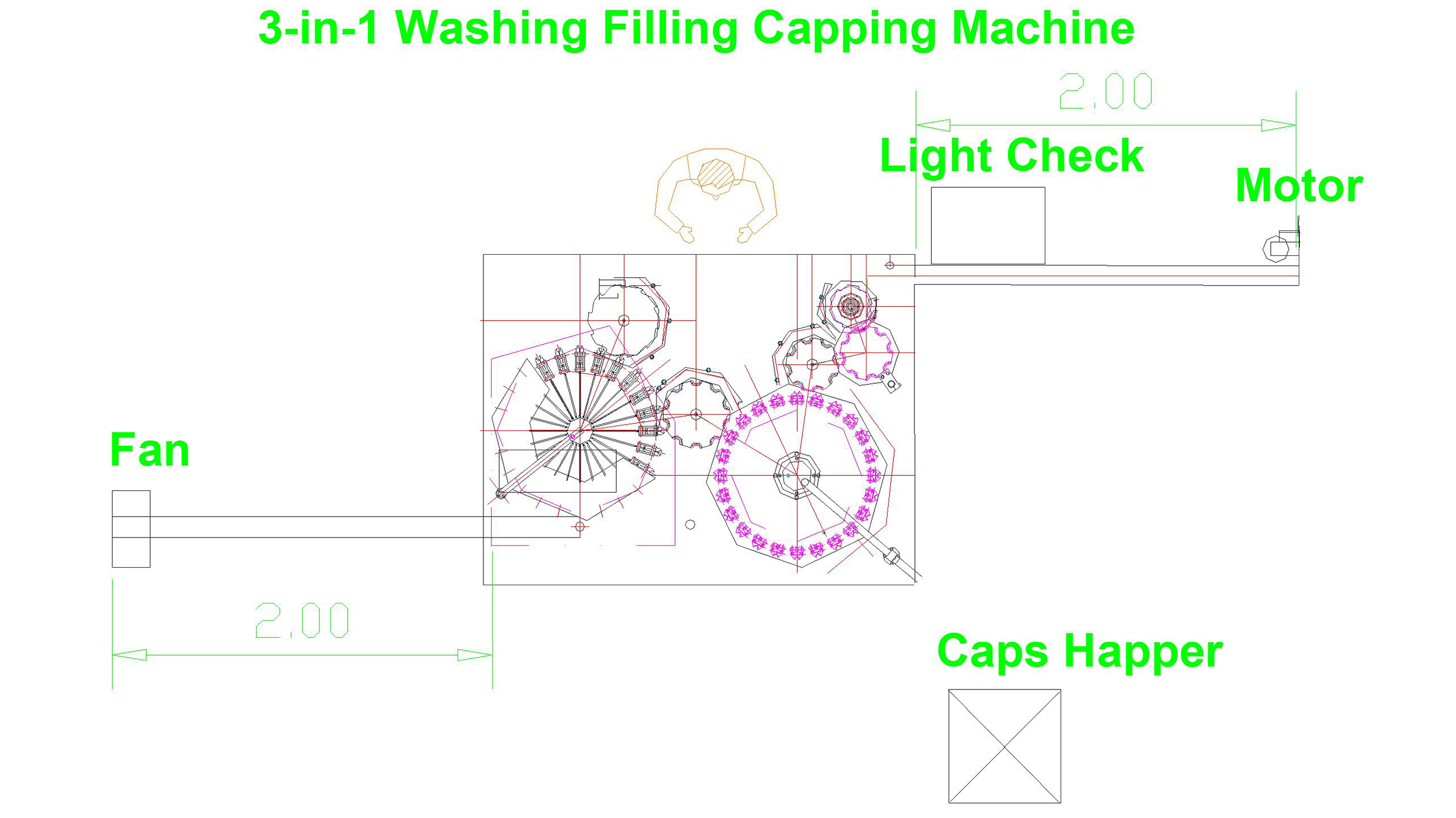 3in1 bottle water filling machine layout 1